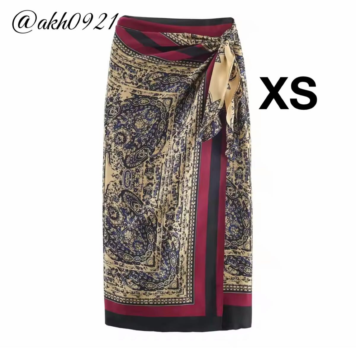 新品未使用★2025 A/W 秋新作★vintage ヴィンテージ レトロ 柄 ロング タイトスカート ボトムス XSサイズ レディース★ZARA 好きな方に拍卖