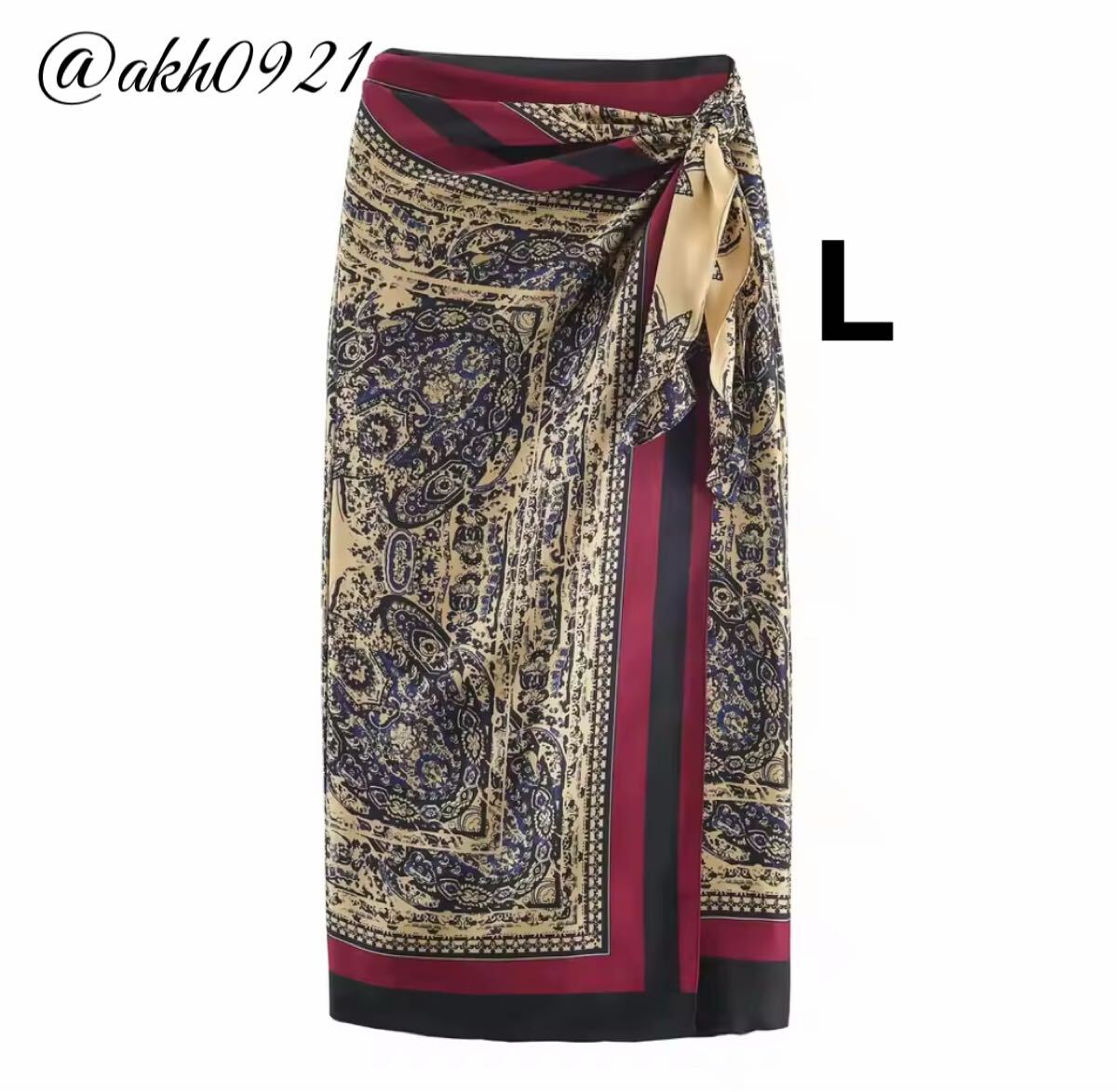 新品未使用★2025 A/W 秋新作★vintage ヴィンテージ レトロ 柄 ロング タイトスカート ボトムス Lサイズ レディース★ZARA 好きな方に拍卖