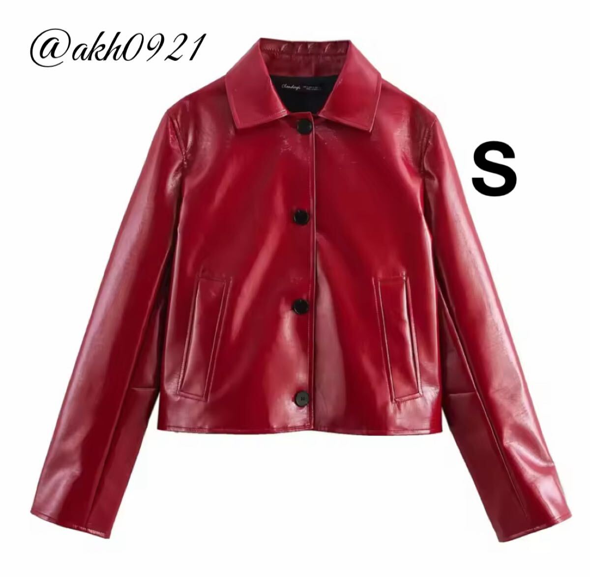 新品未使用★秋新作★vintage ヴィンテージ レトロ red レッド フェイクレザー ジャケット アウター Sサイズ レディース★ZARA 好きな方に拍卖