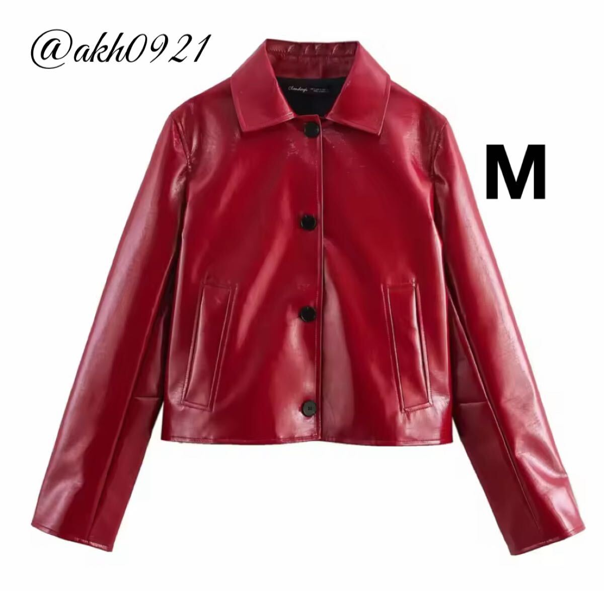 新品未使用★秋新作★vintage ヴィンテージ レトロ red レッド フェイクレザー ジャケット アウター Mサイズ レディース★ZARA 好きな方に拍卖