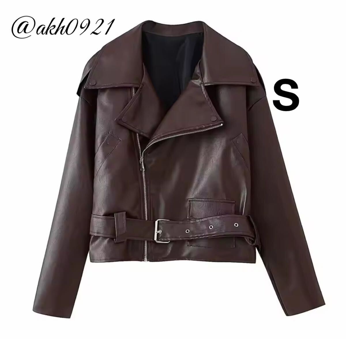 新品★秋新作★vintage ヴィンテージ レトロ ブラウン フェイクレザー ライダースジャケット アウター Sサイズ レディース★ZARA好きな方に拍卖