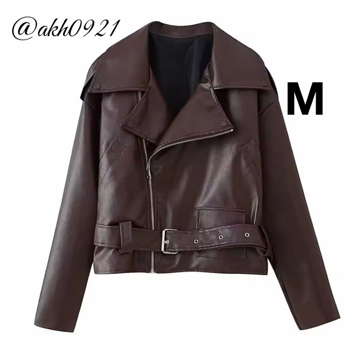 新品★秋新作★vintage ヴィンテージ レトロ ブラウン フェイクレザー ライダースジャケット アウター Mサイズ レディース★ZARA好きな方に拍卖