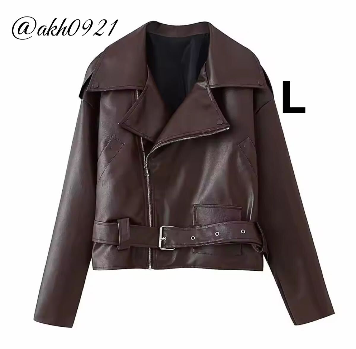 新品★秋新作★vintage ヴィンテージ レトロ ブラウン フェイクレザー ライダースジャケット アウター Lサイズ レディース★ZARA好きな方に拍卖