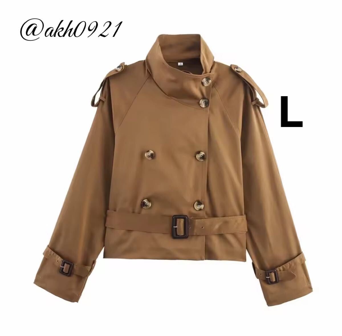 新品未使用★2025 A/W 秋新作★vintage ヴィンテージ レトロ ショート丈 トレンチコート アウター Lサイズ レディース★ZARA 好きな方に拍卖