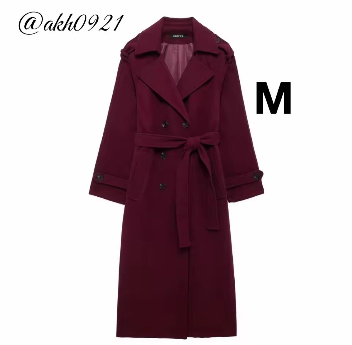 新品未使用★2025 A/W 秋新作★vintage ヴィンテージ レトロ ボルドー ロングコート アウター Mサイズ レディース★ZARA 好きな方に拍卖