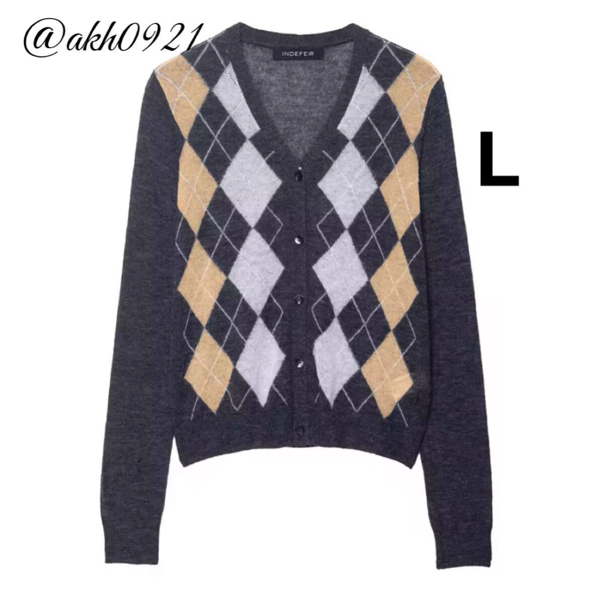 新品未使用★秋新作★vintage ヴィンテージ レトロ アーガイル 柄 ニット カーディガン トップス Lサイズ レディース★ZARA 好きな方に拍卖