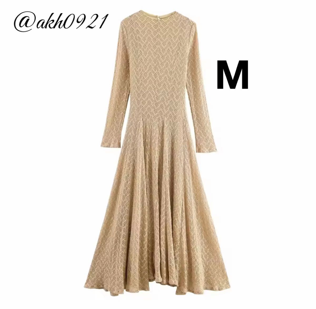 新品未使用★2025 A/W 秋新作★vintage ヴィンテージ レトロ メッシュ ロング ニット ワンピース Mサイズ レディース★ZARA 好きな方に拍卖