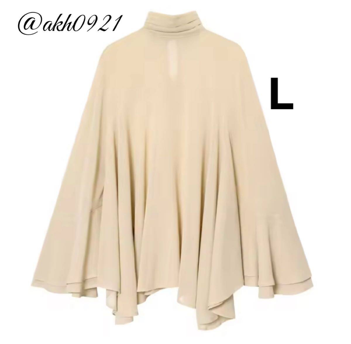 新品★秋新作★vintage ヴィンテージ レトロ ハイネック フリル フレアスリーブ ブラウス トップス Lサイズ レディース★ZARA 好きな方に拍卖