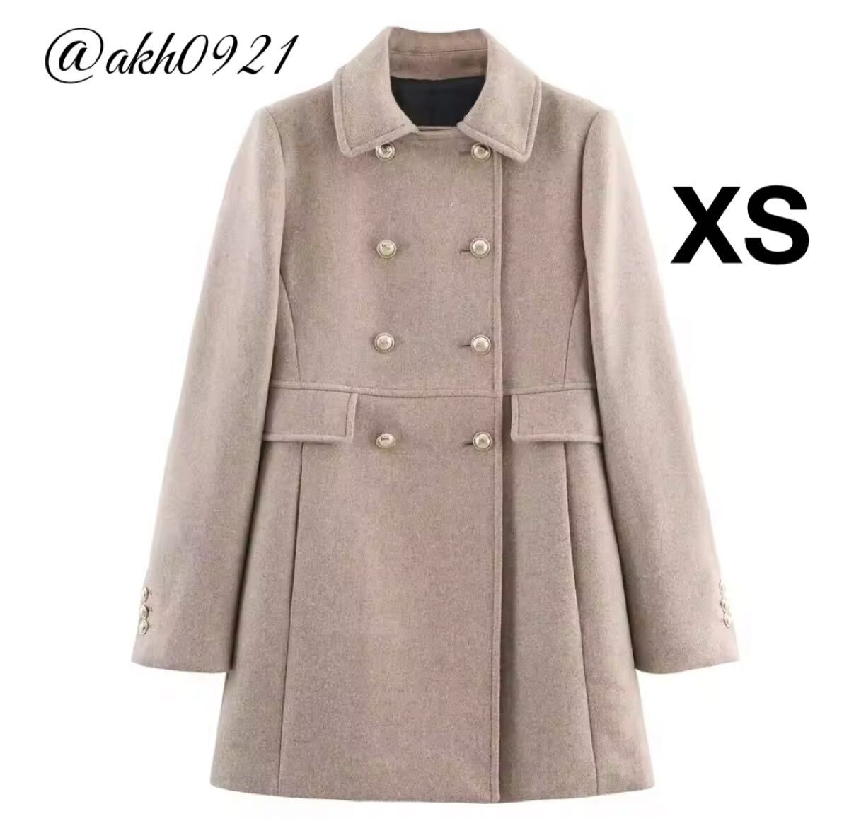 新品未使用★2025 A/W 秋新作★vintage ヴィンテージ レトロ ダブルボタン コート アウター XSサイズ レディース★ZARA 好きな方に拍卖