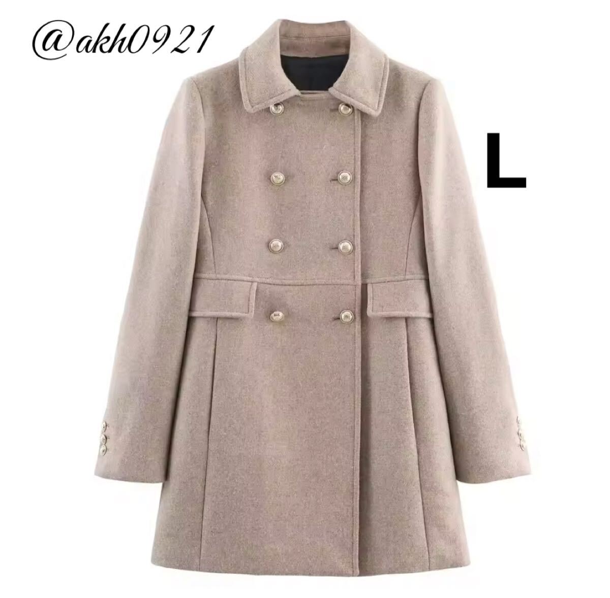 新品未使用★2025 A/W 秋新作★vintage ヴィンテージ レトロ ダブルボタン コート アウター Lサイズ レディース★ZARA 好きな方に拍卖