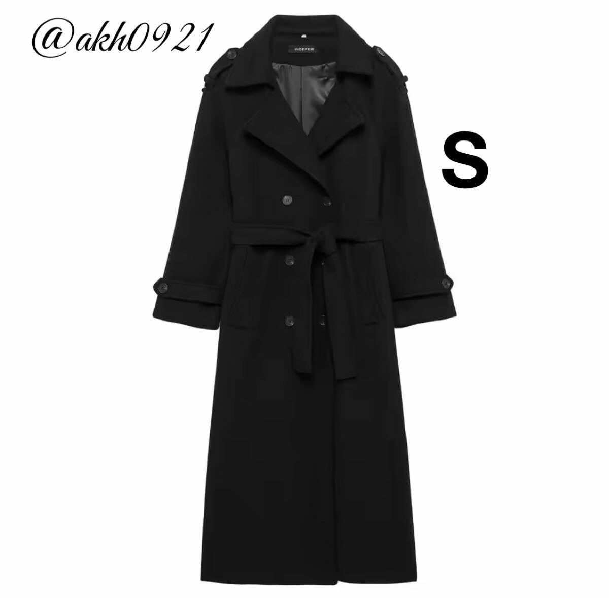 新品未使用★2025 A/W 秋新作★vintage ヴィンテージ レトロ black ブラック ロングコート アウター Sサイズ レディース★ZARA 好きな方に拍卖