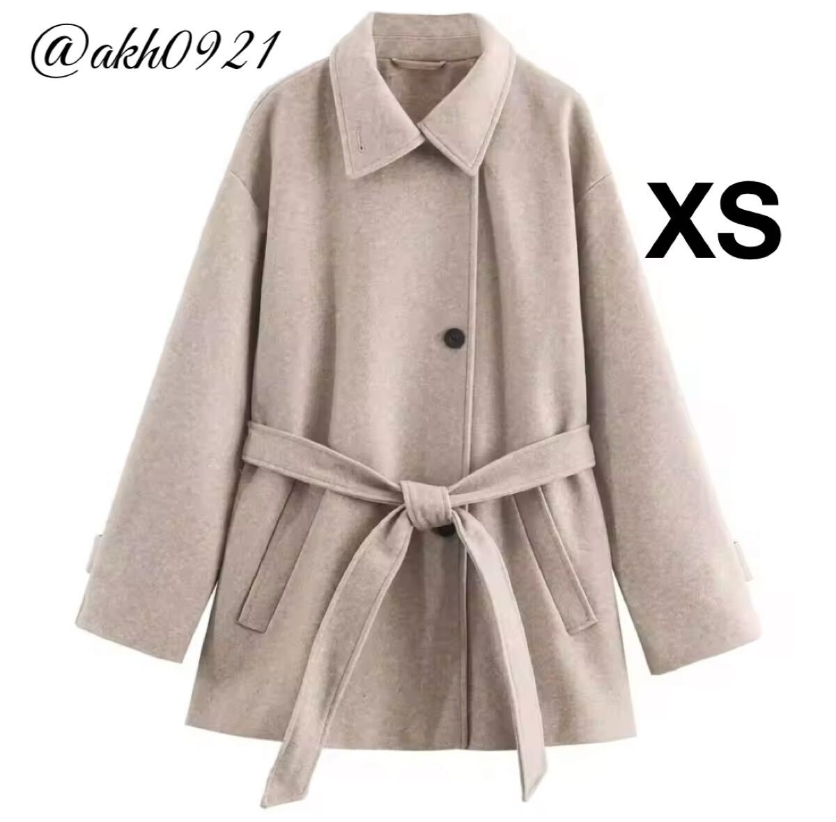 新品未使用★2025 A/W 秋新作★vintage ヴィンテージ レトロ ハーフ丈 コート アウター XSサイズ レディース★ZARA 好きな方に拍卖