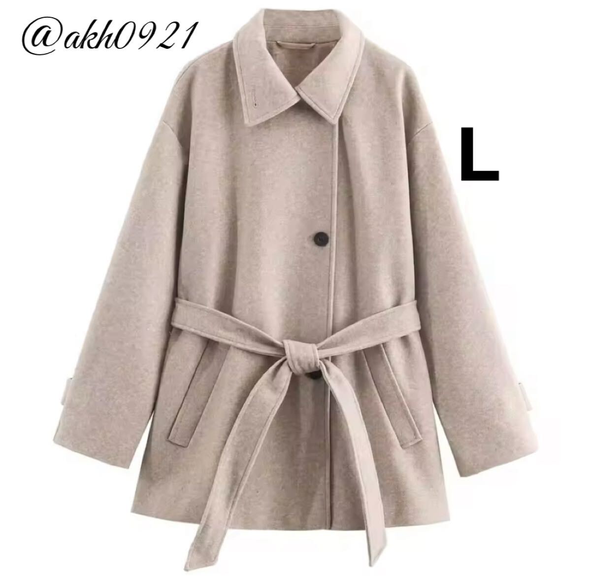 新品未使用★2025 A/W 秋新作★vintage ヴィンテージ レトロ ハーフ丈 コート アウター Lサイズ レディース★ZARA 好きな方に拍卖