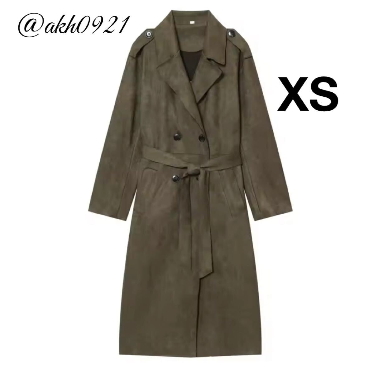 新品未使用★2025 秋新作★vintage ヴィンテージ レトロ カーキ スエード ロング コート アウター XSサイズ レディース★ZARA 好きな方に拍卖