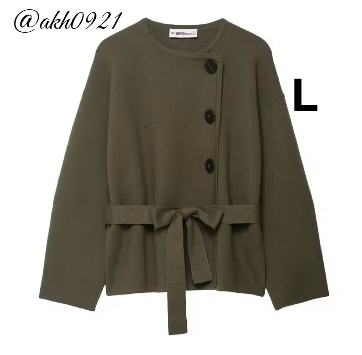 新品未使用★2025 A/W 秋新作★vintage ヴィンテージ レトロ カーキ ニット カーディガン トップス Lサイズ レディース★ZARA 好きな方に拍卖