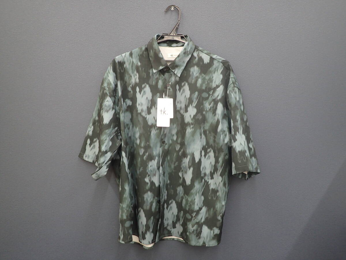 tk.TAKEO KIKUCHI (ティーケー タケオ キクチ) 楊柳ブラープリントシャツ メンズ Lサイズ タグ付き 未使用 激安1円スタート拍卖