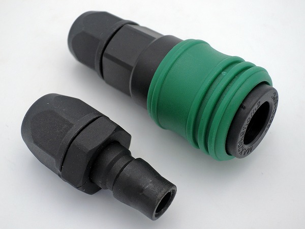 送料無料 樹脂製 ワンタッチ エアカプラ オスメス 5個セット 1/4 6.5×10mm グリーン拍卖