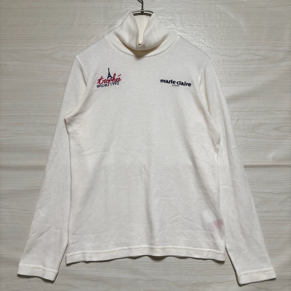 marie claire sport マリクレールスポーツ ロンT 長袖Tシャツ 長袖カットソー サイズS アイボリー コットン レディース トップス (31)拍卖