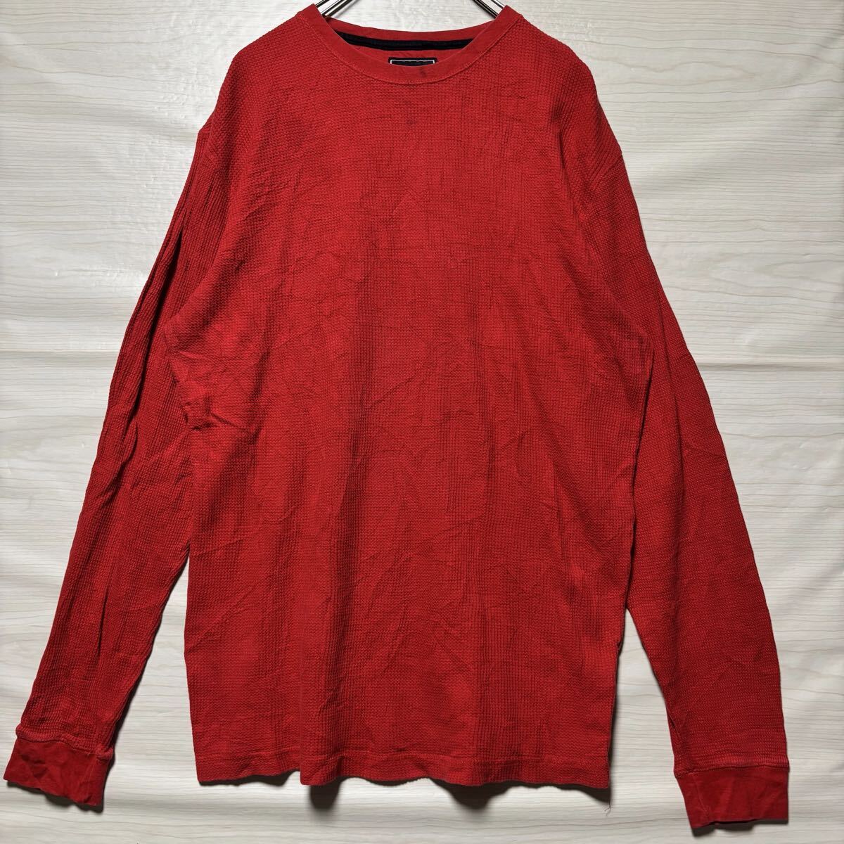 CHAMPSsports チャンプススポーツ ロンT 長袖Tシャツ 長袖カットソー ワッフル生地 サイズM レッド 赤 コットン メンズ トップス (31)拍卖