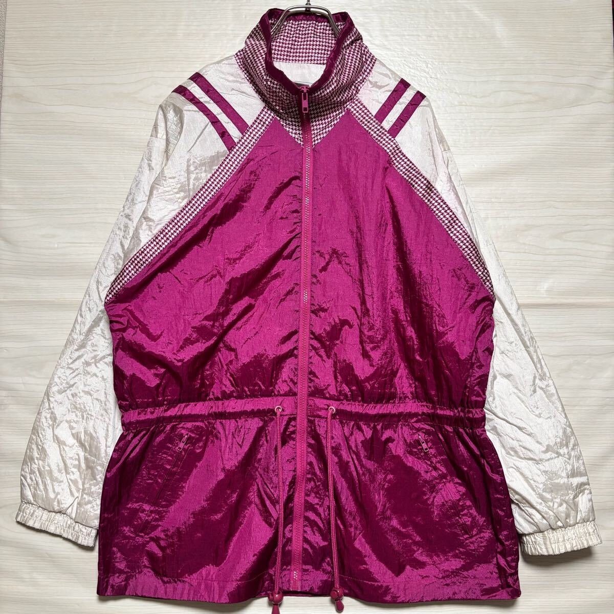 VINTAGE ヴィンテージ ナイロンジャケット ウィンドブレーカー ドローコード サイズL ピンク ポリエステル レディース トップス (35)拍卖