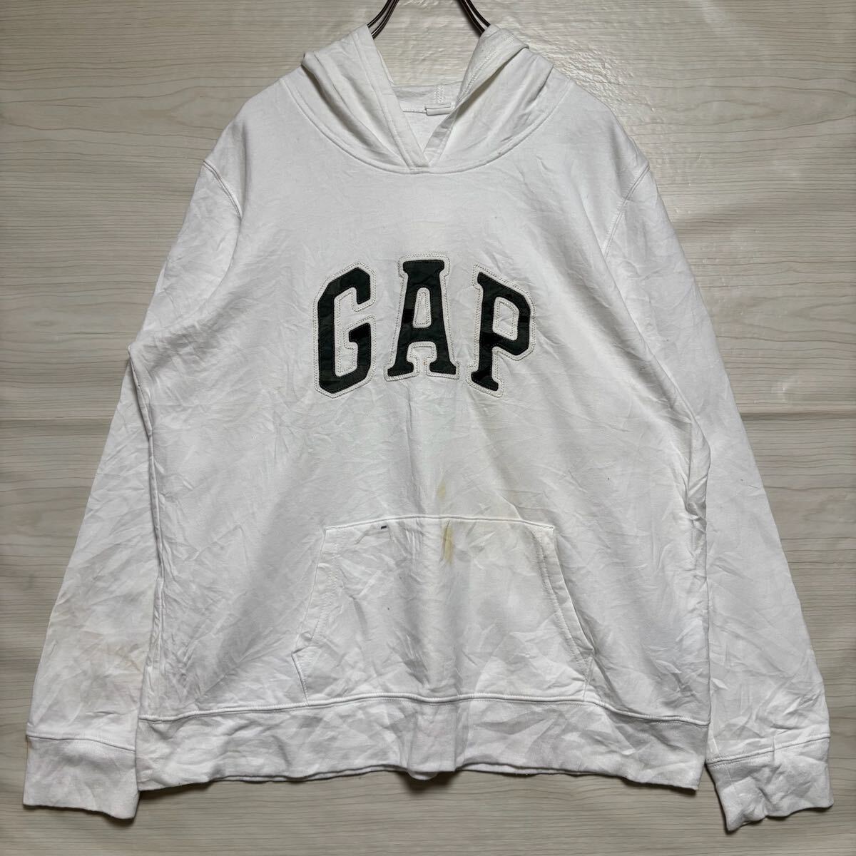 GAP ギャップ プルオーバーパーカー フーディー スウェット フロントロゴ刺繍 サイズXL ホワイト 白 コットン メンズ トップス(36)拍卖