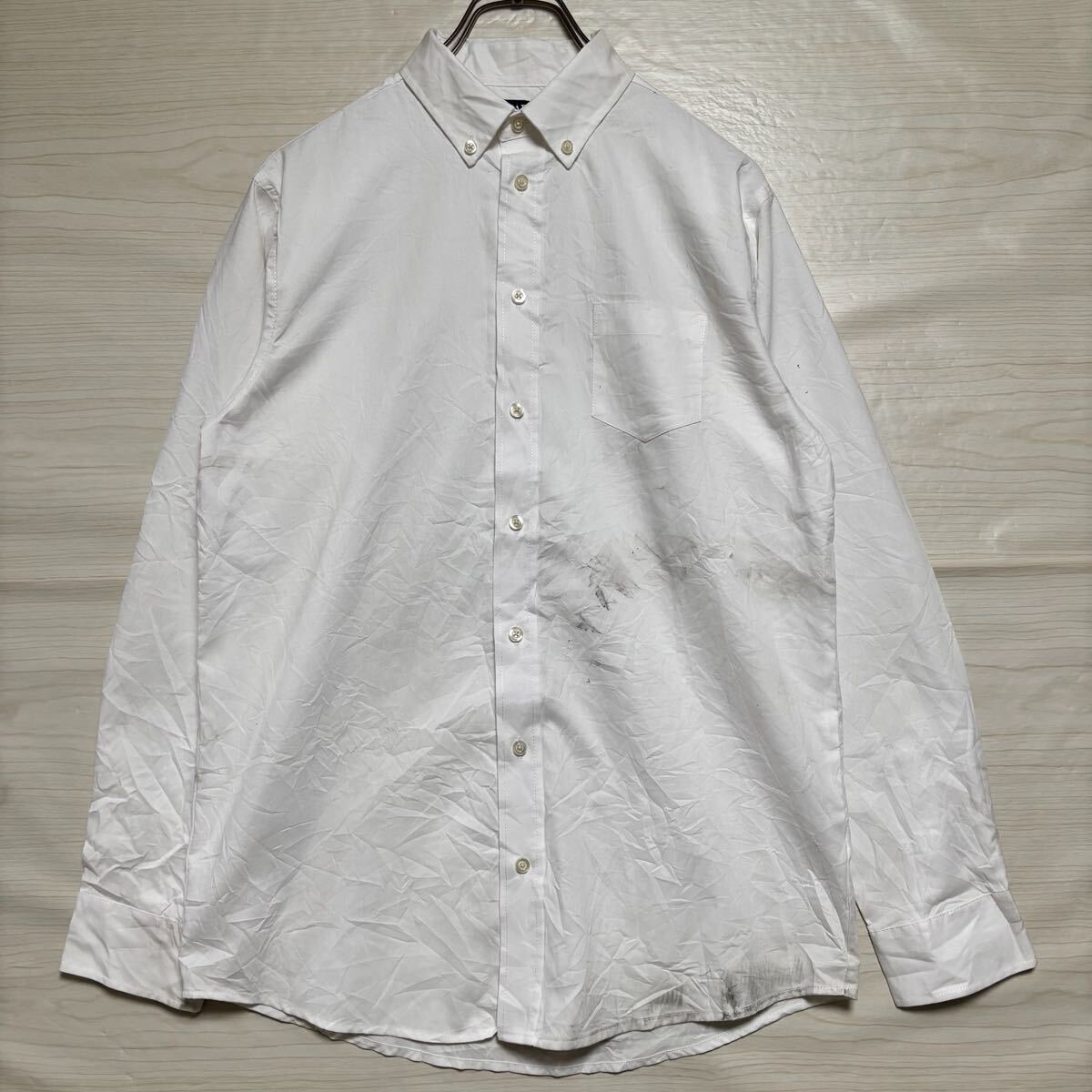 CHAPS チャップス 長袖シャツ ボタンダウン オックスフォード サイズM相当 ホワイト 白 コットン メンズ トップス(36)拍卖