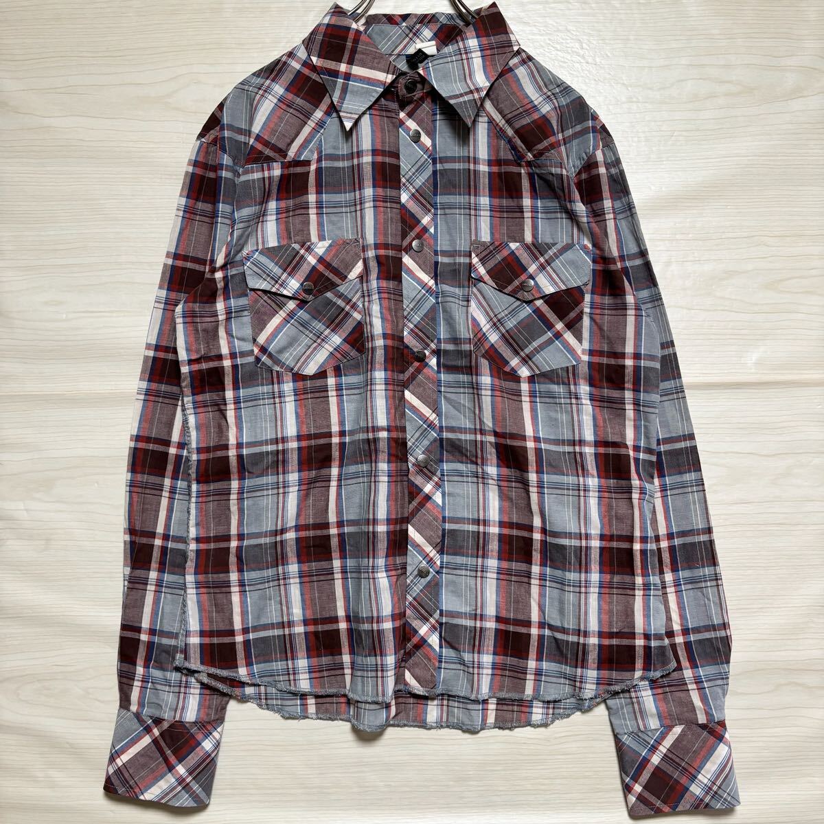 H&M エイチアンドエム 長袖シャツ レギュラーカラー 胸ポケット サイズL ブラウン 茶色 ポリエステル メンズ トップス(37)拍卖