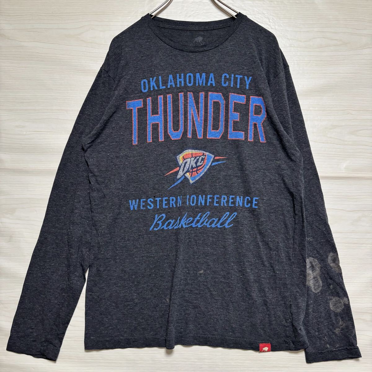 VINTAGE ヴィンテージ ロンT 長袖Tシャツ 長袖カットソー プリントデザイン バスケ サイズL ブラック 黒 コットン メンズ トップス(38)拍卖