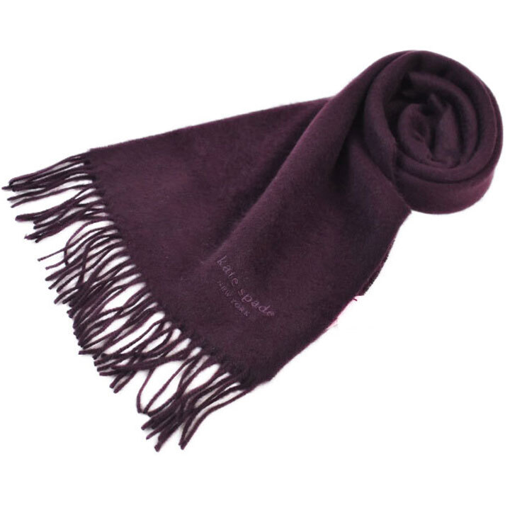 ケイト スペード ニューヨーク マフラー レディース ブランド カシミヤ 100% ロゴ 刺繍 ボルドー 女性 婦人 ケート カシミア拍卖