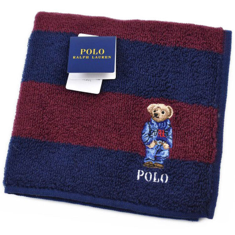 ポロ ラルフローレン タオルハンカチ ハンカチ 1枚 メンズ ブランド ネイビー ボーダー ポロベア ベア くま 男性 紳士 ハンドタオル ギフト拍卖