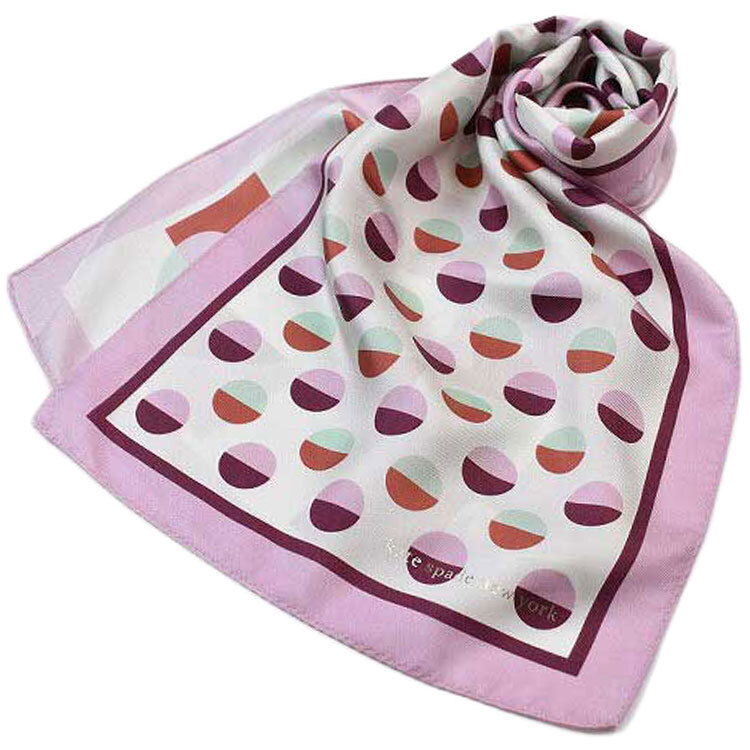 ケイトスペード ニューヨーク スカーフ シルク 100% 大判 ストール レディース ブランド ドット ピンク パープル拍卖