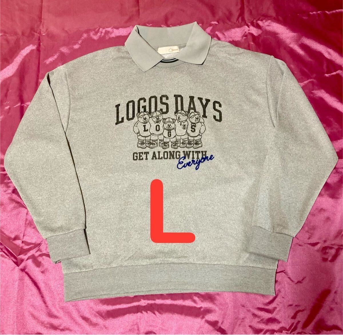 ロゴスデイズ ロゴス アウトドア 襟付き裏毛トレーナー メンズL拍卖