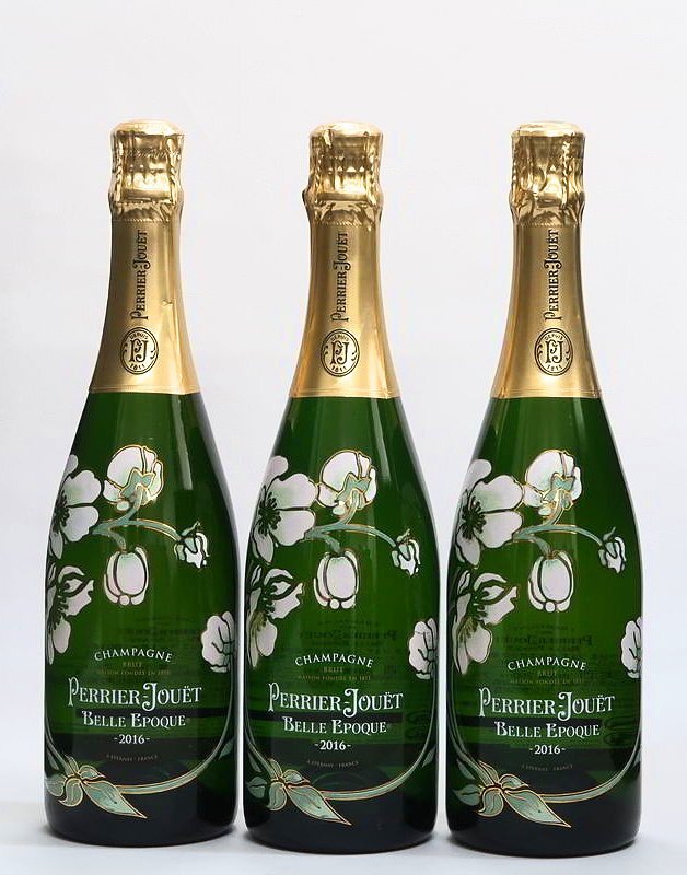 1円~ 【ヴィンテージシャンパン】 2016 PERRIER-JOUET BELLE EPOQUE / ペリエ・ジュエ ベル・エポック 3本セット 未開栓拍卖