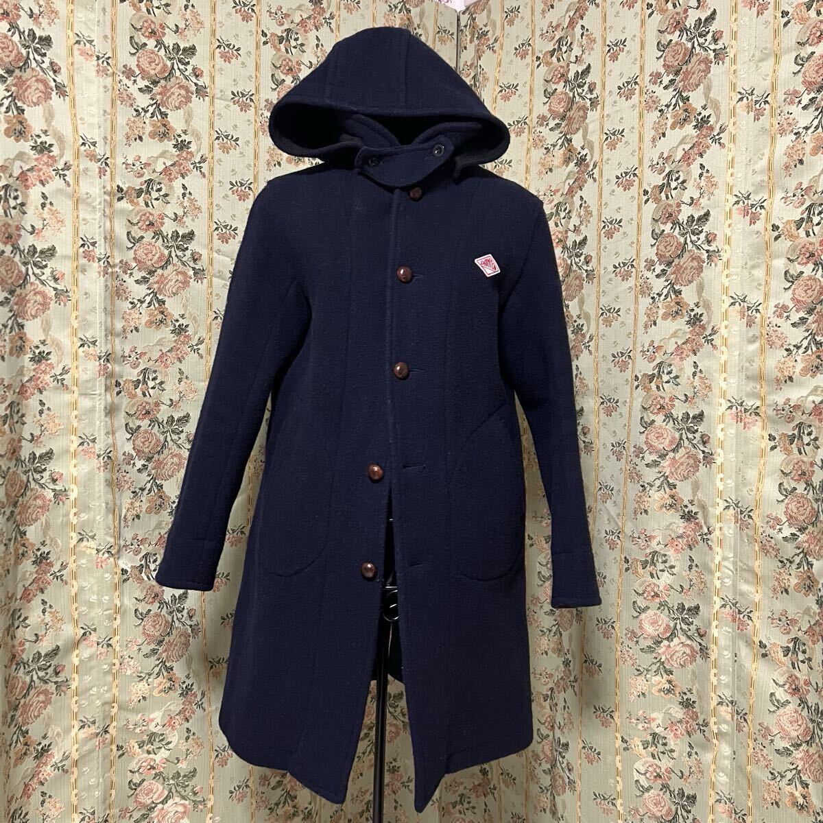 DANTON ダントン ウールモッサコート 38 M フード付き ネイビー レディース 秋冬 ロング丈 日本製 アウター カジュアル拍卖
