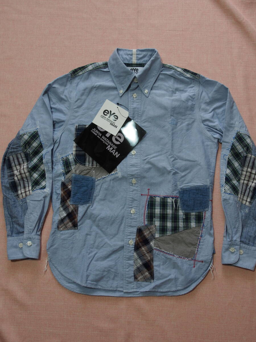 eYe COMME des GARCONS JUNYA WATANABE MAN × ブルックスブラザーズ★ボタンダウンシャツ★フルパッチワーク★ブルーXS拍卖