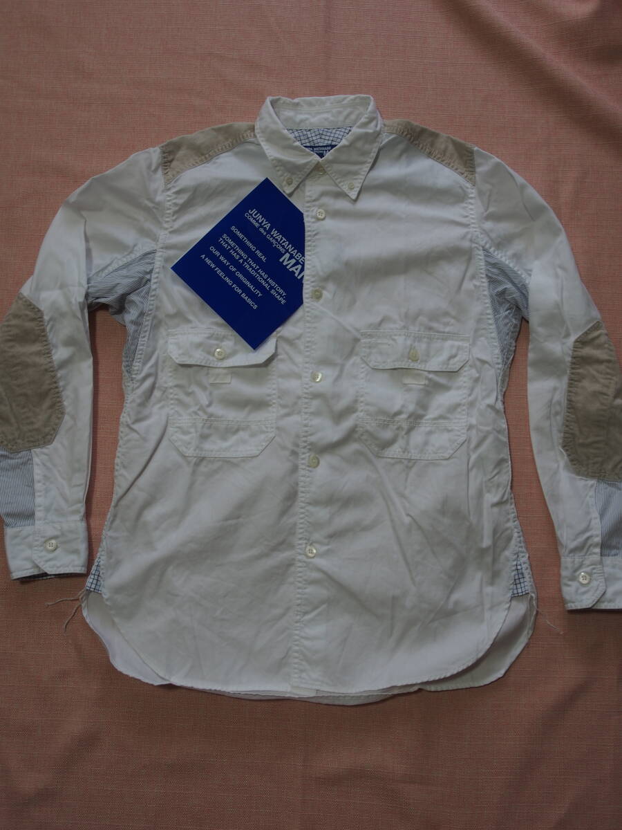 COMME des GARCONS JUNYA WATANABE MAN ジュンヤワタナベマン★ホワイトシャツXSボタンダウンワークシャツ拍卖