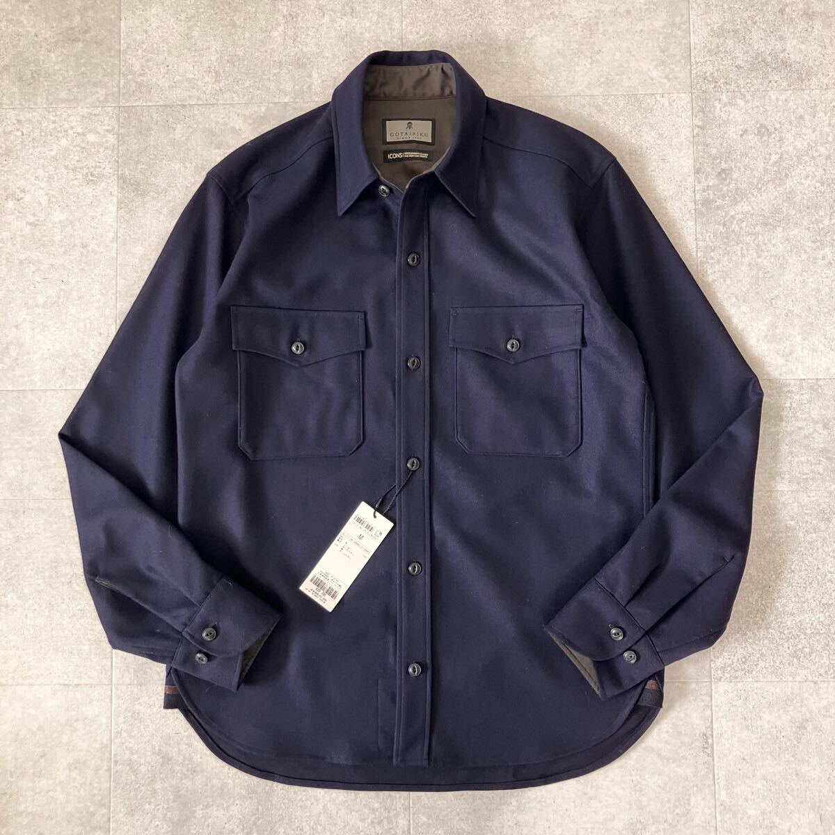●【新品タグ付き】定価2.9万 GOTAIRIKU 五大陸 伊製 カノニコ Super100's ウール シャツ/濃紺/size(M)/オンワード/メンズ 拍卖