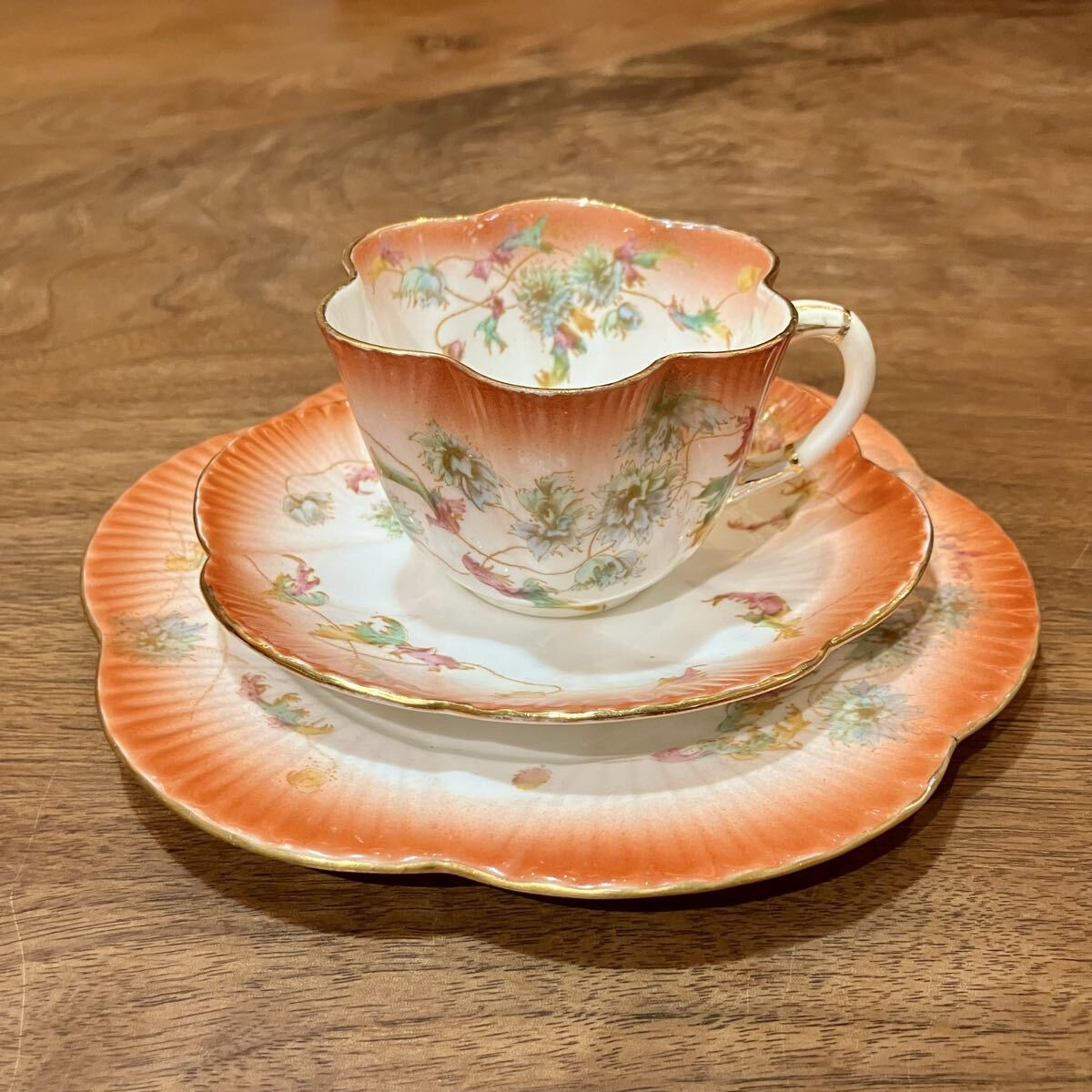 ●英国 antique アンティーク フォーリー社製 トリオ カップ セット/1895~1900年/食器/イングランド拍卖