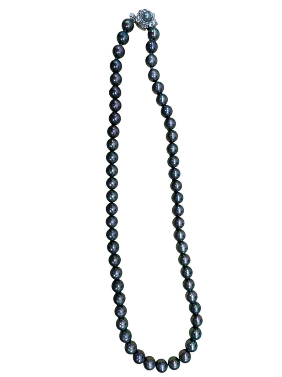 黒蝶真珠 本真珠 ネックレス アクセサリー シルバー パール SILVER 約7mm 照良 拍卖