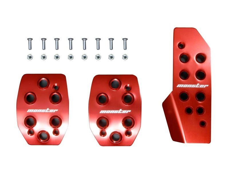 モンスタースポーツ スポーツドライビングペダルカバー レッドアルマイト ジムニーシエラ JB74W 18.07~(1~3型) K15B NA 4WD 5MT拍卖