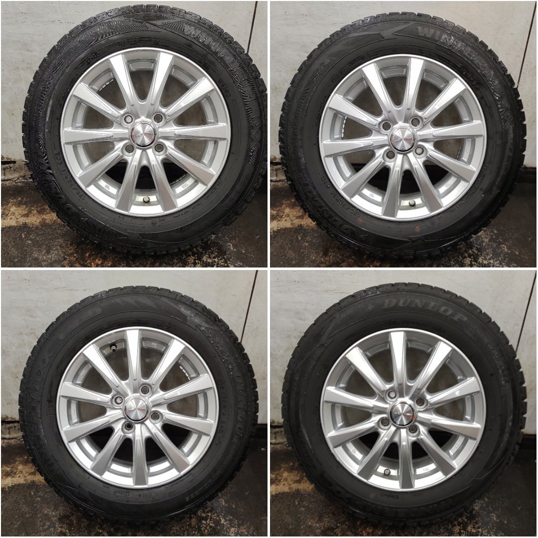 ★中古品★DUNLOP WINTERMAXX WM02 175/70R14 2021年製 スタッドレス ホイールセット 14×5.5J+48 100-4H 【他商品と同梱歓迎】拍卖