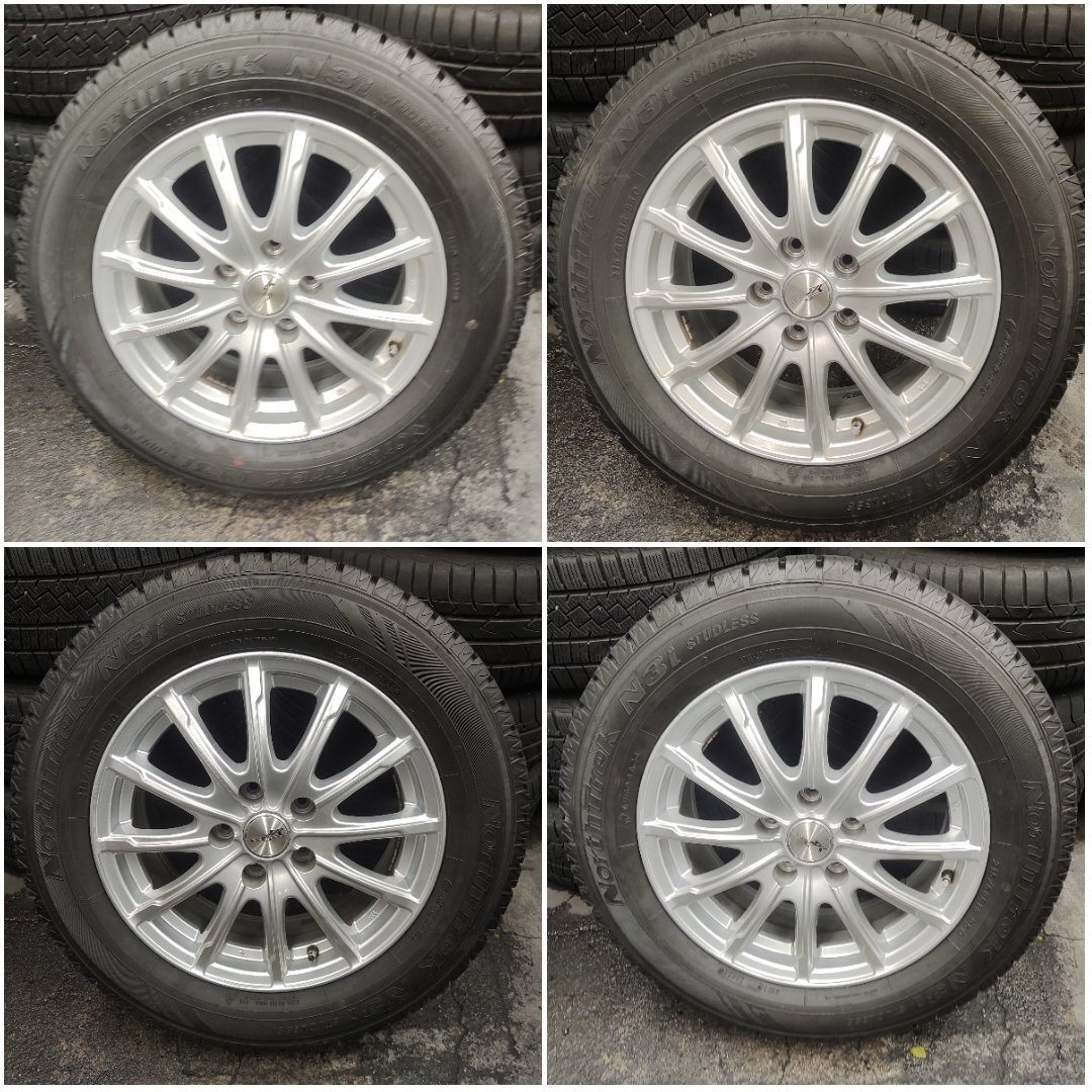 ★中古品★AUTOBACS NORTHTREK N3I 2021年製 スタッドレスタイヤホイールセット 215/60R16 16×6.5J+38 114.3-5H【他商品と同梱歓迎】拍卖