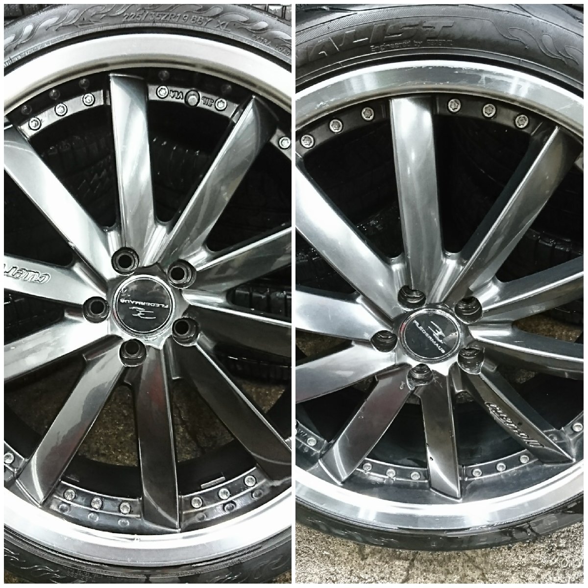 ★中古品★FLEDERMAUS CUERVO10 19×7.5J+48 100-5Hアルミセット 2本 タイヤおまけFINALIST 595EVO 2021年225/35R19【他商品と同梱歓迎】拍卖