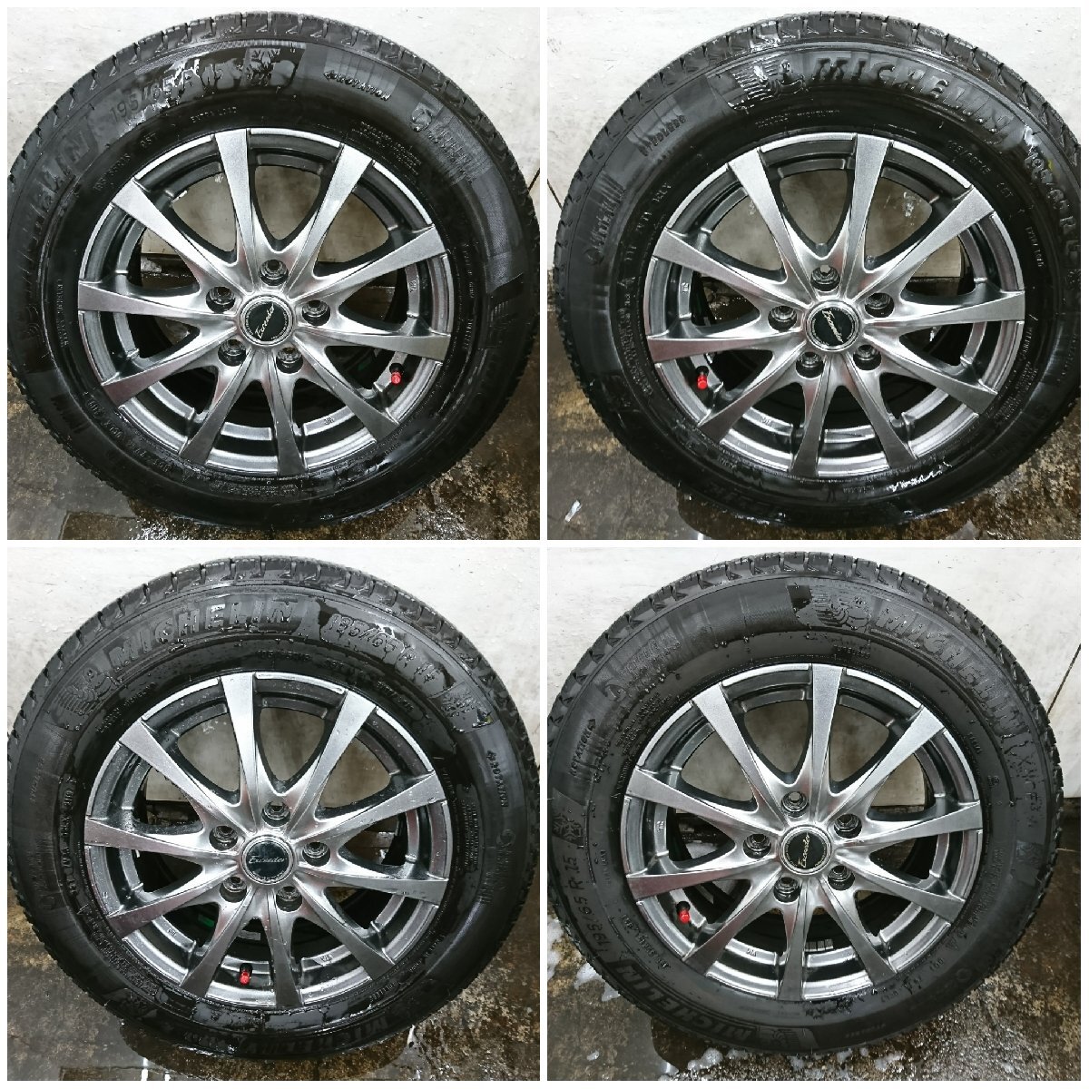 ★中古品★MICHELIN X-ICE3 195/65R15 2019年製 15×6J+50 114.3-5H スタッドレスタイヤホイールセット 4本【他商品と同梱歓迎】拍卖