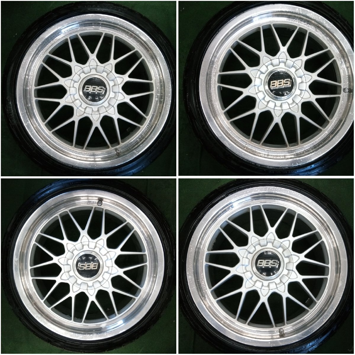 ★中古品★BBS RG116 RG117 アルミホイールセット4本 18×8J+33 18×9J+35 114.3-5H タイヤおまけ ホイールに修復跡有【他商品と同梱歓迎】拍卖