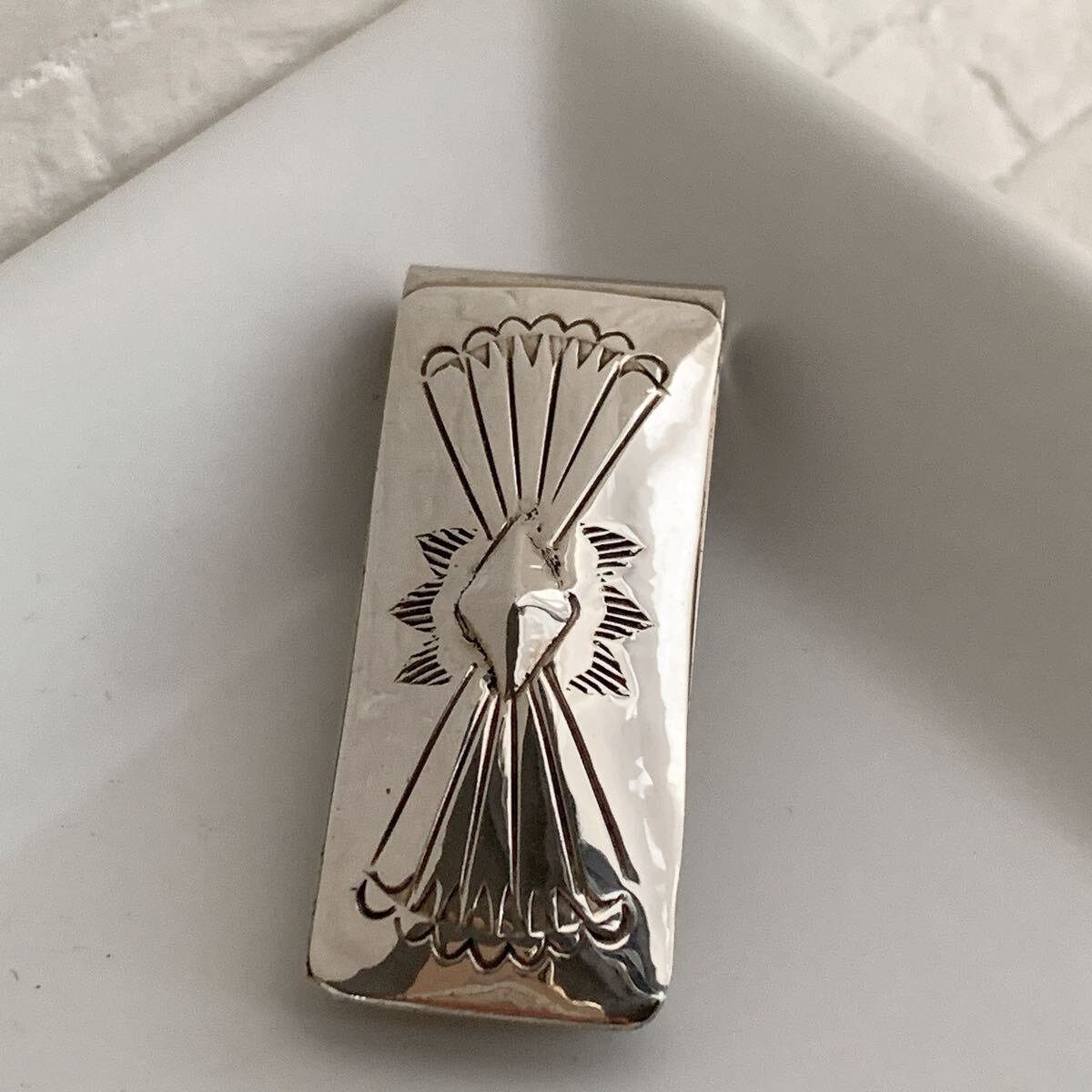 インディアンジュエリー マネークリップ ナバホ ナバホスタンプ クリップ ホルダー バタフライ シルバー拍卖