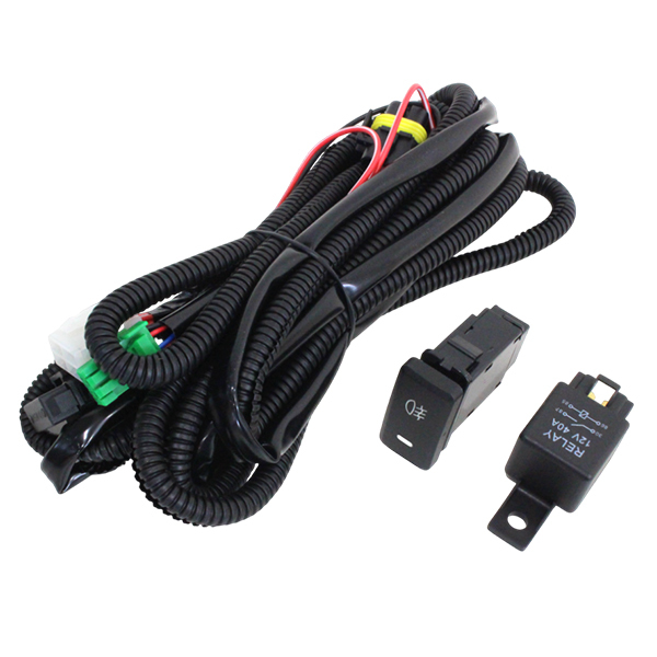 後付け用 フォグリレーハーネス LEDスイッチ付き ダイハツ ミラジーノ L650/660S 純正スイッチホール形状 H8/H11/H16拍卖