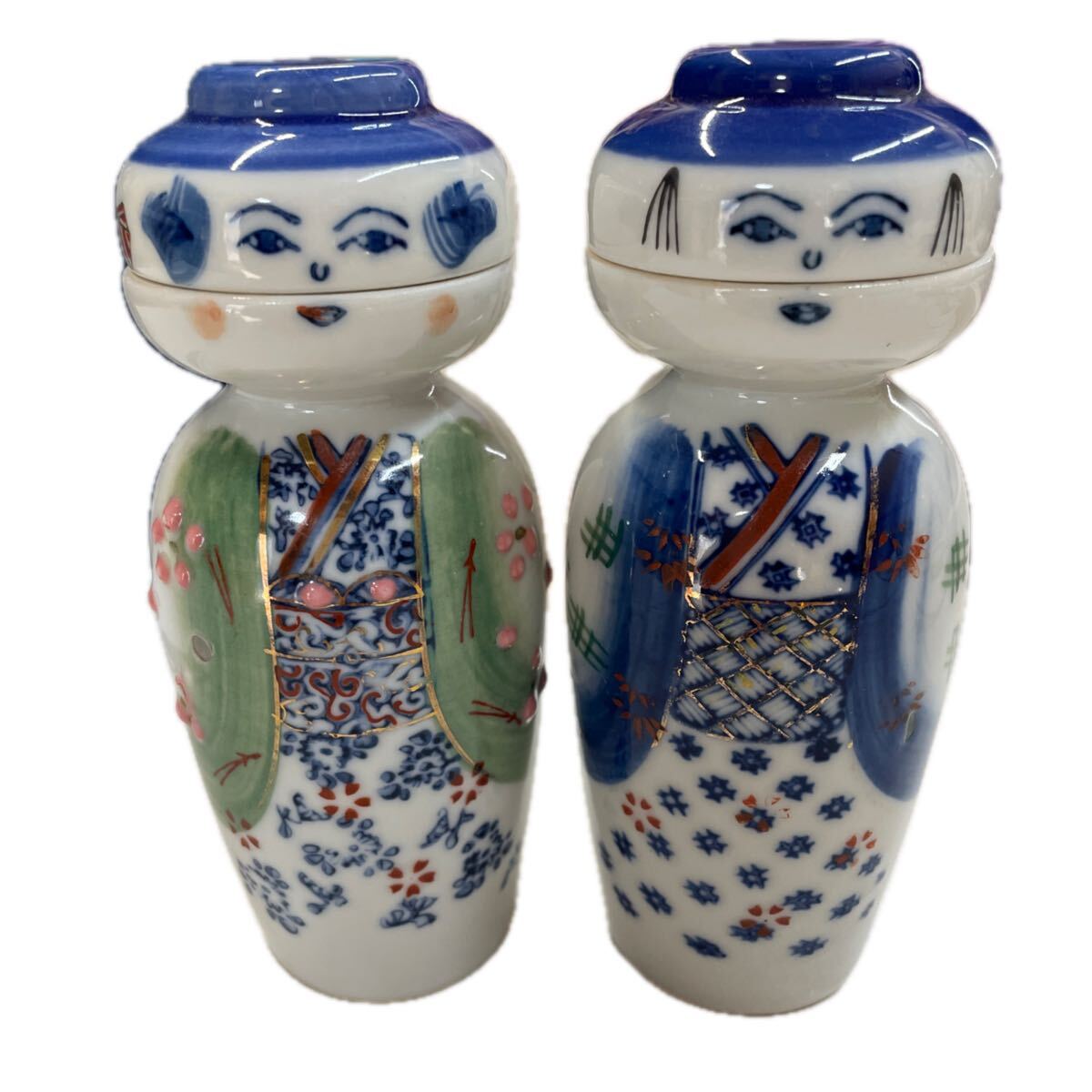 陶器製 こけし徳利 徳利 お猪口 2個セット 昭和レトロ 人形陶器【ジャンク】拍卖