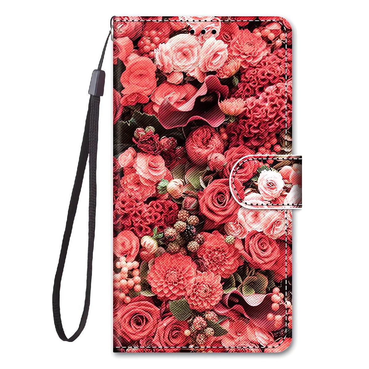 薔薇 バラ iPhone対応 全機種互換品 手帳型 スマホケース ローズ 花束 ブーケ カード収納 ストラップ付き 高画質プリント PUレザー拍卖