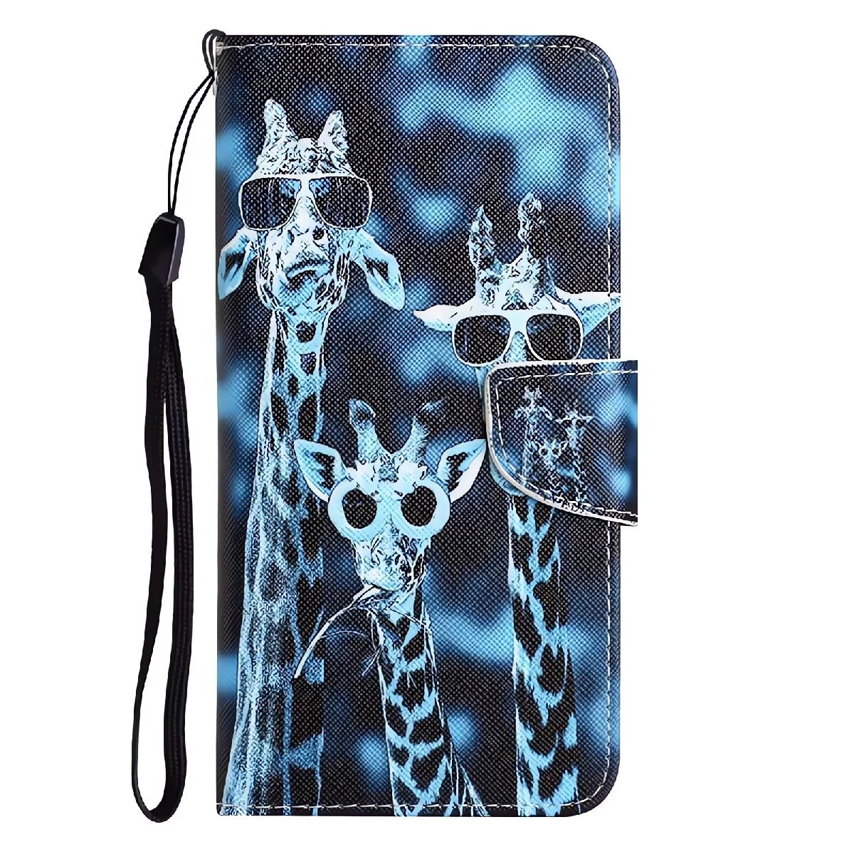 キリン iPhone対応 全機種互換品 手帳型 スマホケース サングラス カード収納 ストラップ付き 高画質プリント PUレザー拍卖